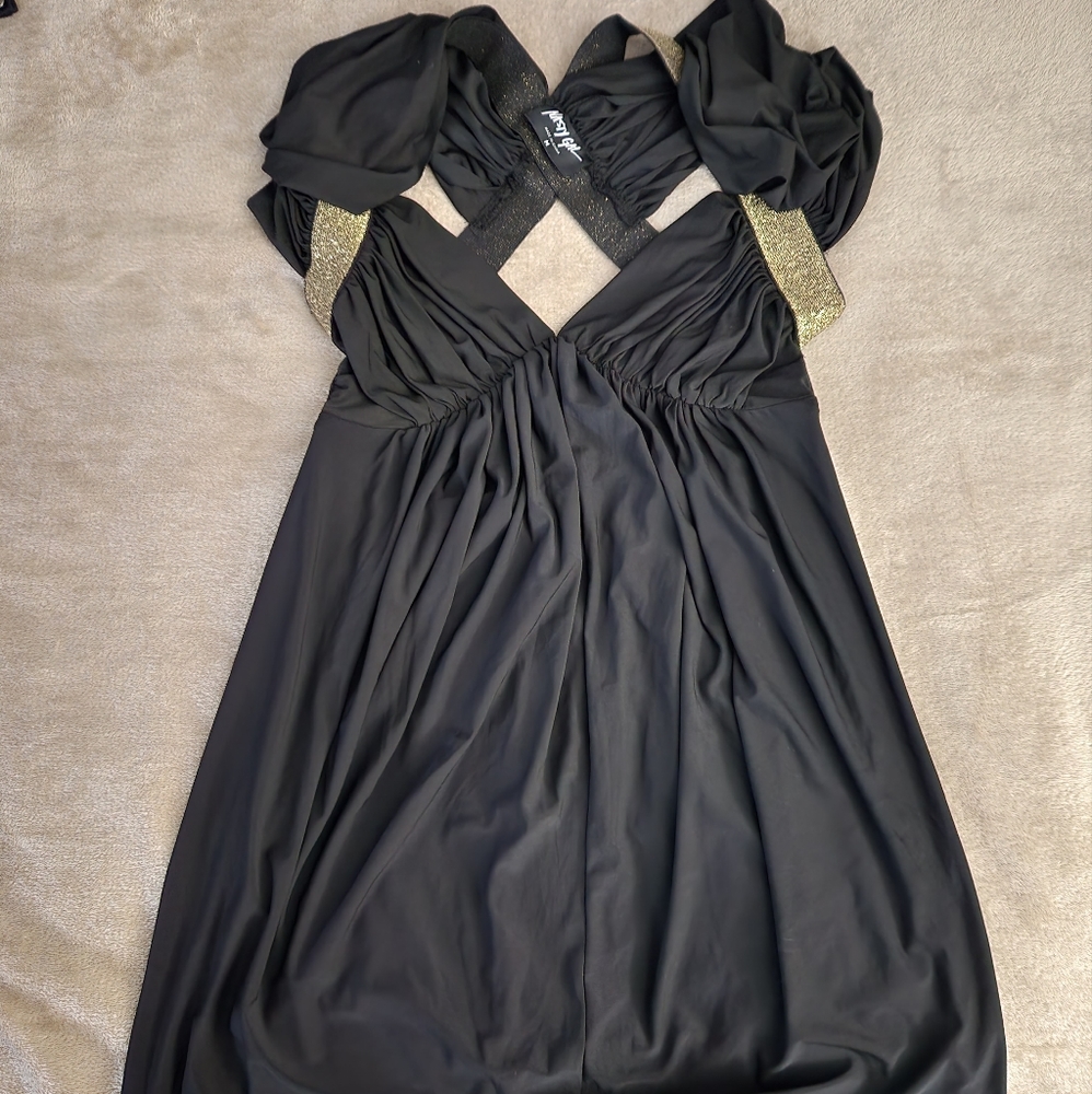 Nasty Gal Black Mini Dress with Gold Details